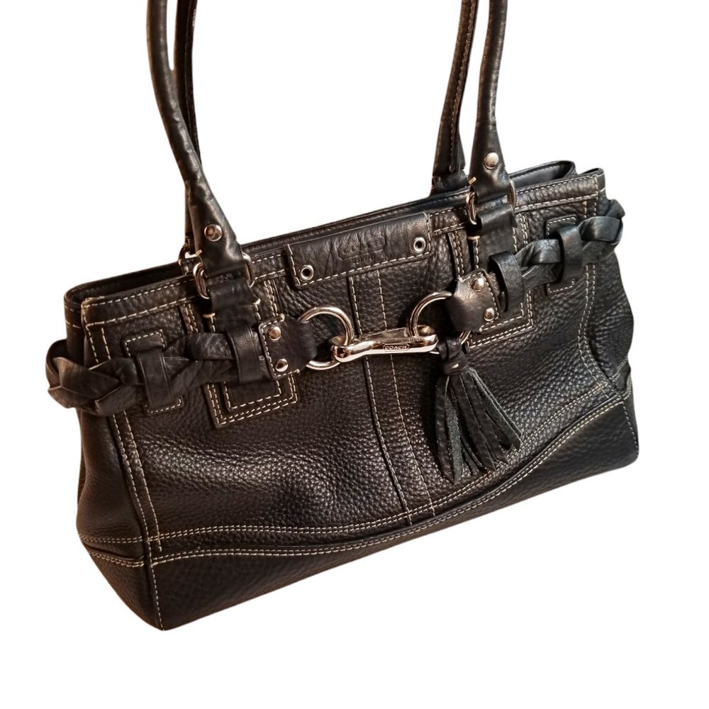 COPY - Coach Hampton Pebbled Leather Braided Tote Shoulder Bag